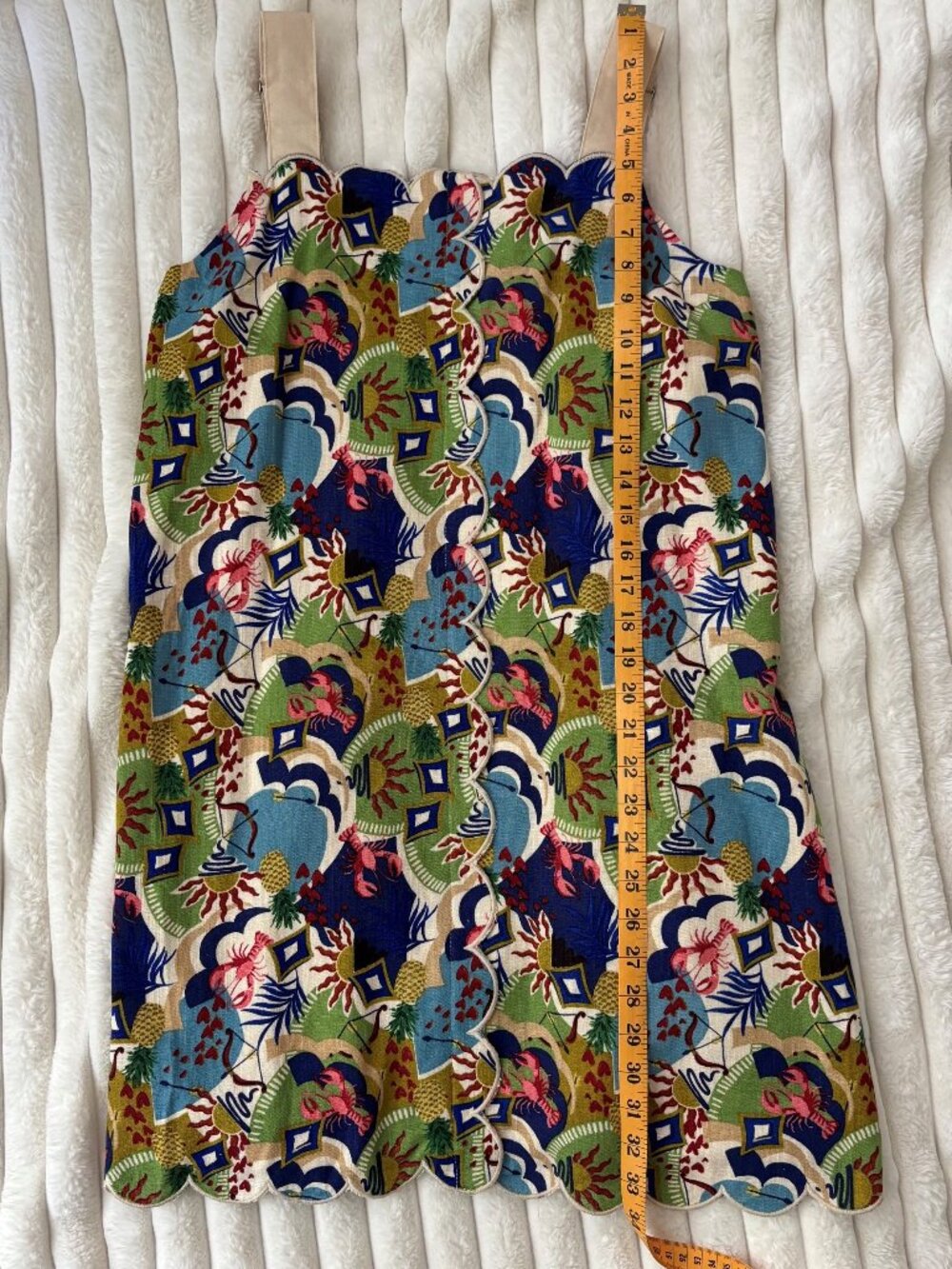 Boutique Scalloped Linen-Blend Resort Dress Sz Large NWT - Picture 2 of 6